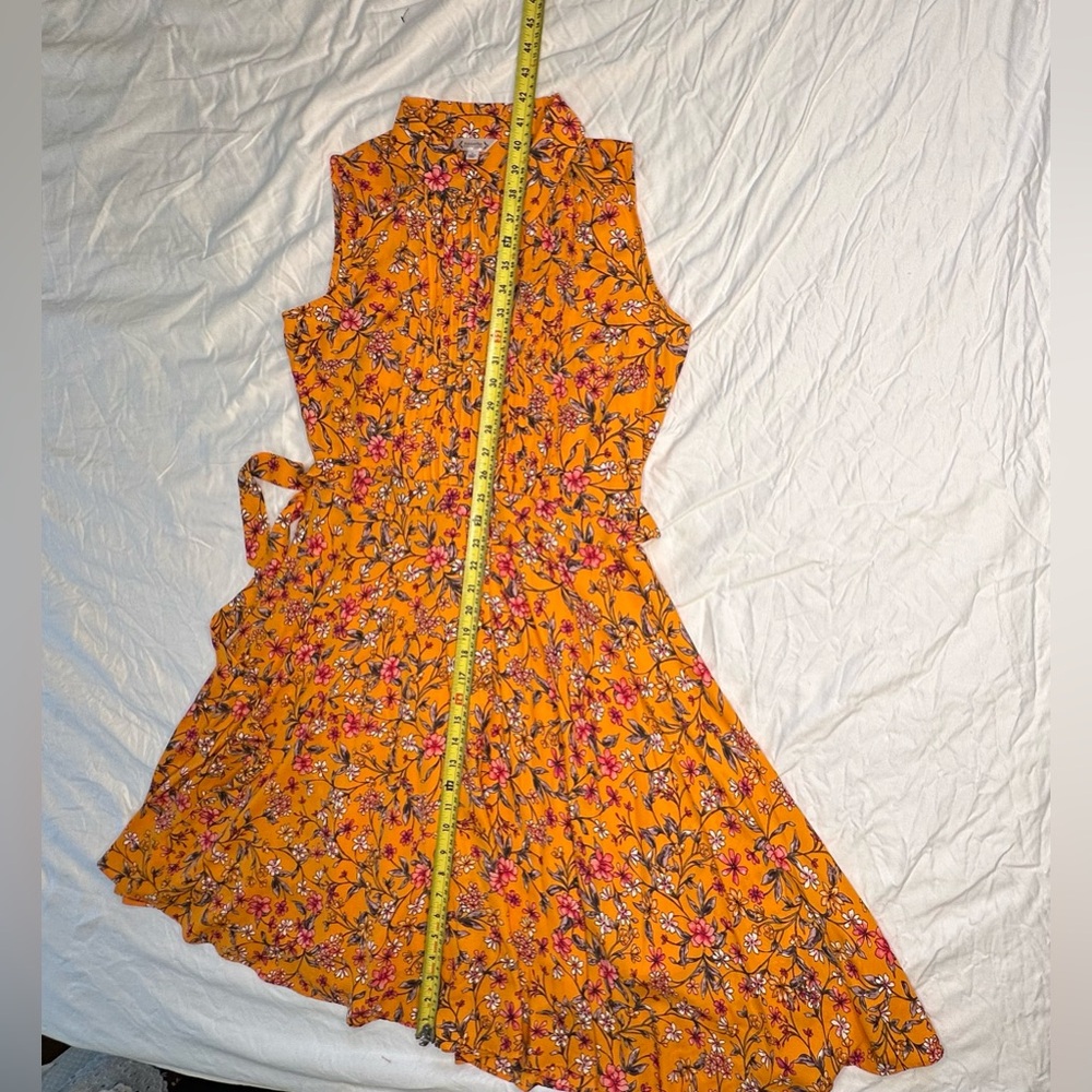 🍊 Nanette Lepore Orange Floral Pintuck Midi Dress Kentucky Derby– Size 10 - Picture 13 of 16